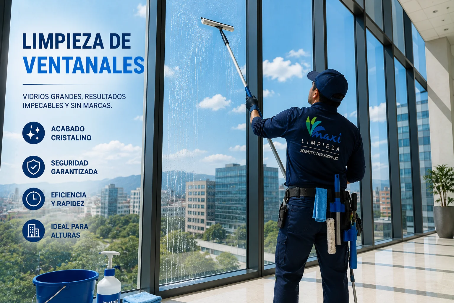 Limpieza profesional de ventanales